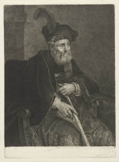 Portrett av en ukjent gammel mann i en stol av Johannes Pieter de Frey