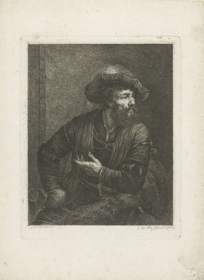 Portrett av ukjent mann med fjærberett av Johannes Pieter de Frey