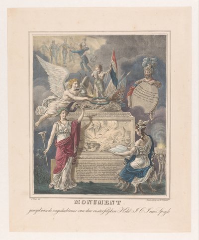 Allegorisk begravelsesmonument for Jan Carel Josephus van Speijk Monument dedikert til minnet om den udødelige helten J.C.J. van Speijk (tittel på objekt) av Johannes Steyn