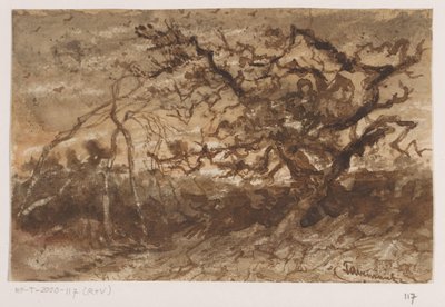 Tre ved solnedgang av Johannes Tavenraat (signed by artist)