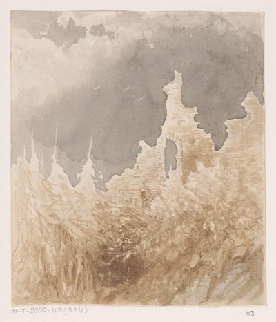 Ruin mellom trærne av Johannes Tavenraat (signed by artist)
