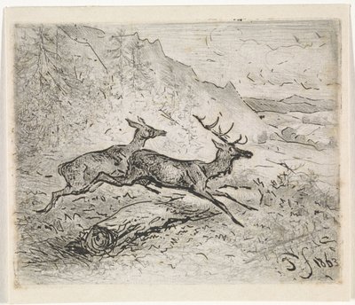 To løpende rådyr av Johannes Tavenraat