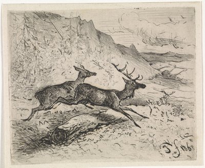 To løpende rådyr av Johannes Tavenraat