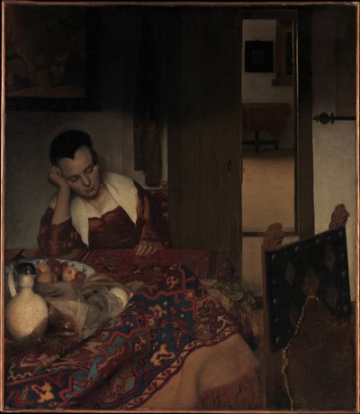 Ein schlafendes Mädchen av Johannes Vermeer