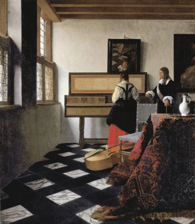 Dame på Virginal med en gentleman, «Musikktimen» av Johannes Vermeer