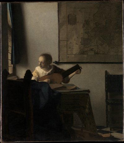 Junge Frau mit Laute av Johannes Vermeer