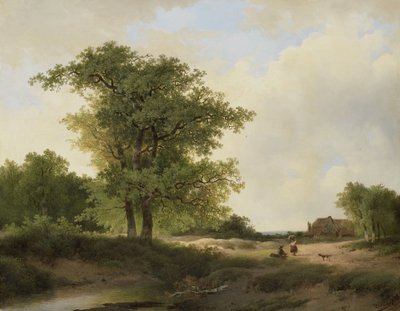 Landskap med gård, ca. 1840–1890 (olje på panel) av Johannes Wernardus Bilders