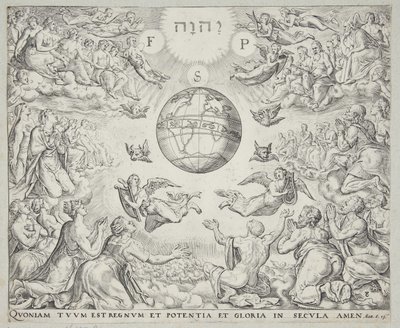 Tilbedelse av treenigheten i himmelen av Johannes Wierix