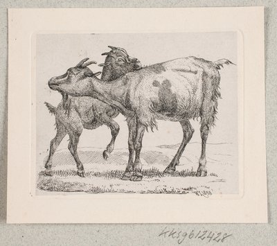 En geit med ungen sin av Johannes Wilhelm Zillen