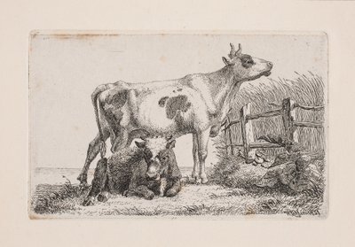 En hvilende og en stående ku av Johannes Wilhelm Zillen