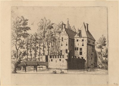 Slott med heisbro av Johannes and Lucas van Doetechum after Master of the Small Landscapes