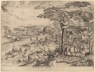 Pilegrimene til Emmaus av Johannes and Lucas van Doetechum after Pieter Bruegel the Elder