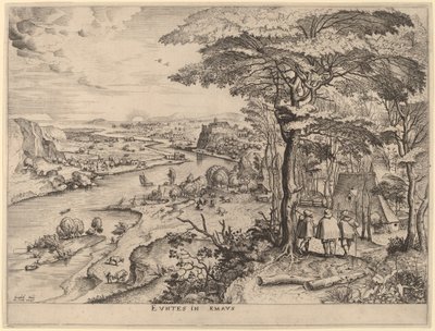 Pilegrimene til Emmaus av Johannes and Lucas van Doetechum after Pieter Bruegel the Elder