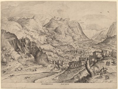 Insidiosus Auceps (The Crafty Bird Catcher) av Johannes and Lucas van Doetechum after Pieter Bruegel the Elder