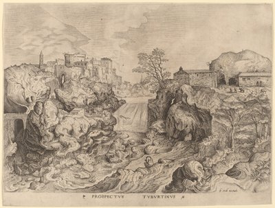 Prospectus Tyburtinus (Utsikt over Tiberen) av Johannes and Lucas van Doetechum after Pieter Bruegel the Elder