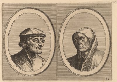 "Voorsichtighe Krijn" og "Broentje Spaer-potter" av Johannes and Lucas van Doetechum after Pieter Bruegel the Elder