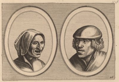 "Woman Verneem-al" og "Hans de Pluym-strijcker" av Johannes and Lucas van Doetechum after Pieter Bruegel the Elder