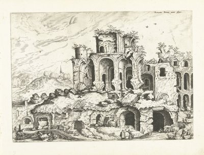 Tredje utsikt over ruinene av Palatinerhøyden Romerske ruiner, 1561 (serietittel) av Johannes of Lucas van Doetechum (attributed to)