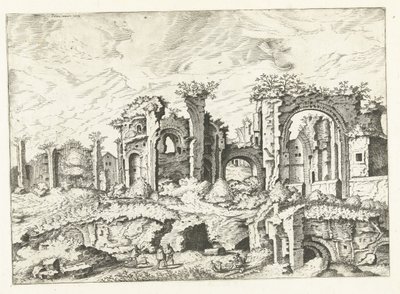 Fjerde utsikt over ruinene på Palatinerhøyden Romerske ruiner, 1561 (serietittel) av Johannes of Lucas van Doetechum (attributed to)