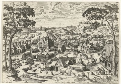 Landskap med Saint Anthony Salve antoni (tittel på objekt) Landskap med kristne historier (serietittel) av Johannes of Lucas van Doetechum