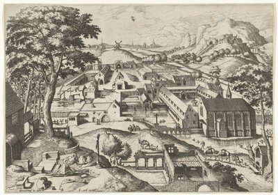 Landskap med den hellige Hieronymus hieronimus in deserto (tittel på objekt) Landskap med kristne historier (serietittel) av Johannes of Lucas van Doetechum
