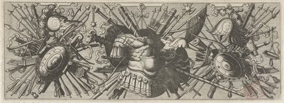 Panoply. Frise med romerske armer, nedre del Panoplia sev armamentarium... (serietittel) av Johannes of Lucas van Doetechum