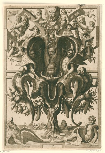 Skalllignende ornament der figurer er fengslet. Veelderleij Wisselinghe van grotissen ende Compertimenten (...)Libro Primo (serietittel) av Johannes of Lucas van Doetechum