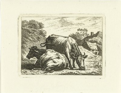 To kyr langs veien ved gården av Johannes van Cuylenburgh