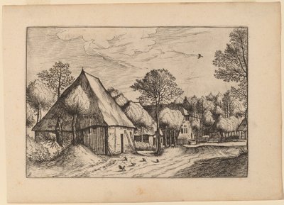 Et gårdstun med en trekkbrønn av Johannes van Doetechum, the Elder and Lucas