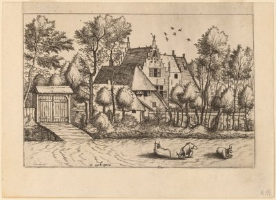 Landsted med grøft av Johannes van Doetechum, the Elder and Lucas