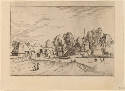 Landsby med kirketårn av Johannes van Doetechum, the Elder and Lucas
