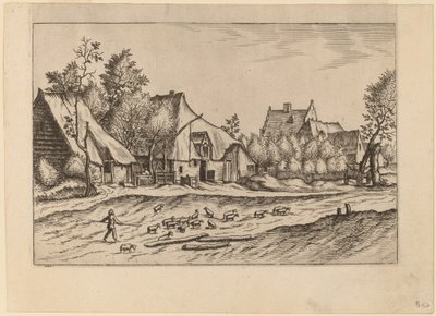 Gårder i en landsby av Johannes van Doetechum, the Elder and Lucas