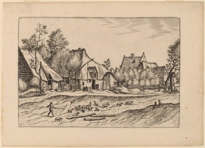 Gårder i en landsby av Johannes van Doetechum, the Elder and Lucas