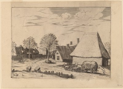 Landsbygate med høyvogn av Johannes van Doetechum, the Elder and Lucas