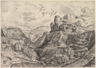Alpinlandskap med en dyp dal fra The Large Landscapes, ca. 1555-56. av Johannes van Doetecum I