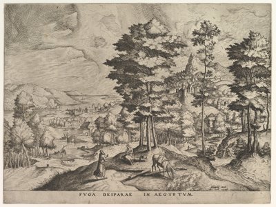 Fly til Egypt Fly til Egypt fra The Large Landscapes, ca. 1555-56. av Johannes van Doetecum I