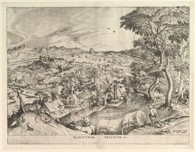Den belgiske vognen Plaustrum Belgicum fra The Large Landscapes, ca. 1555-56. av Johannes van Doetecum I
