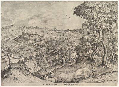 Den belgiske vognen Plaustrum Belgicum fra The Large Landscapes, ca. 1555-56. av Johannes van Doetecum I