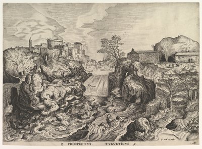 Utsikt over Tiber Tivoli Prospectus Tyburtinus fra The Large Landscapes, ca. 1555-56. av Johannes van Doetecum I