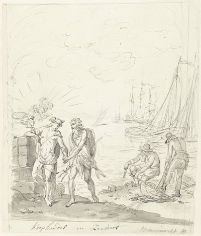 Handel og frakt, dekorasjon på Nieuwmarkt, 1795 Handel og frakt (tittel på objekt) av Johannes van Dregt (rejected attribution)