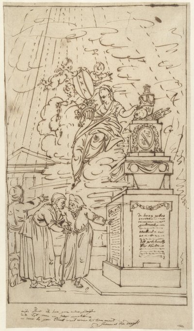 Figurer ved et begravelsesmonument av Johannes van Dregt