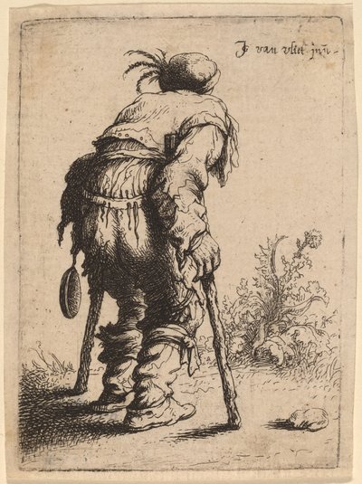 Tigger med to krykker av Johannes van Vliet