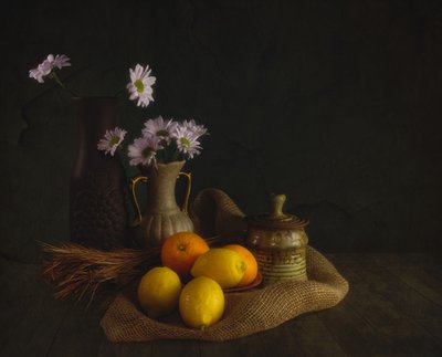 Stemningsfulle blomster og frukt av John-Mei Zhong