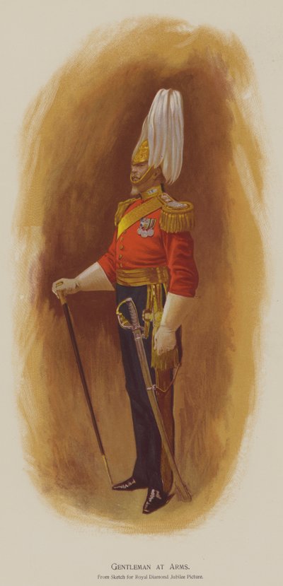 Gentleman at Arms (farge litho) av John (after) Charlton