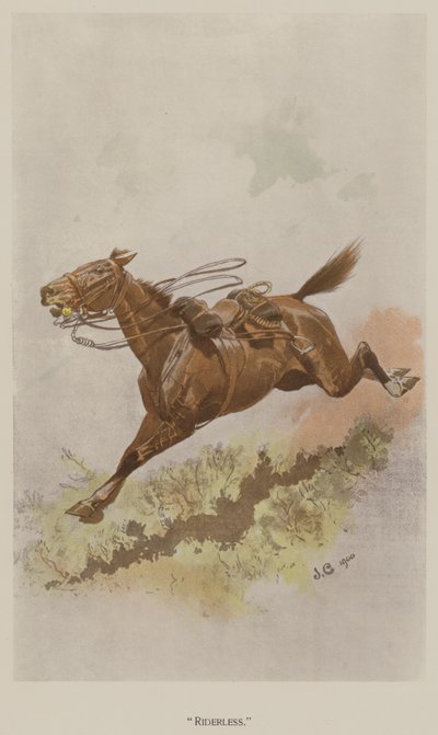Rytterløs (fargelitho) av John (after) Charlton