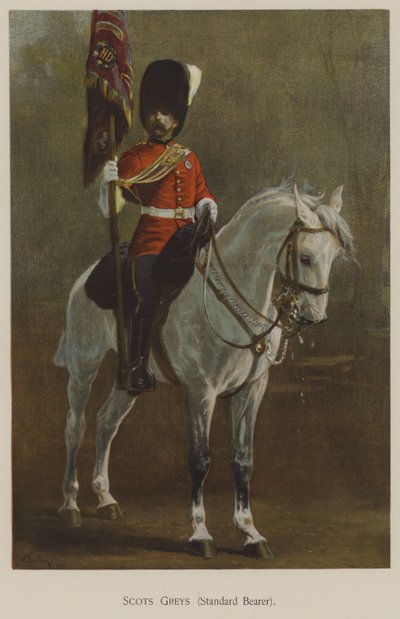 Scots Greys, fanebærer (farge litho) av John (after) Charlton