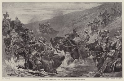 Suset til Kimberley, de 10. husarene som krysser Klip Drift (litho) av John (after) Charlton