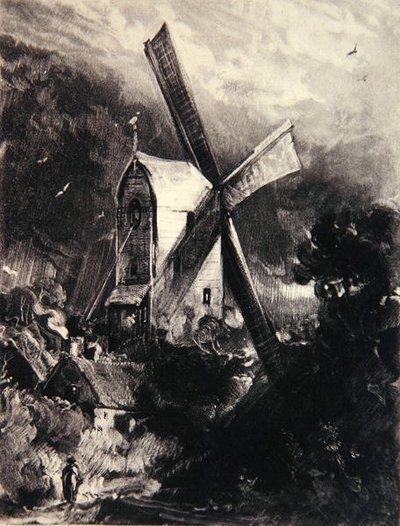 Mill nær Brighton, gravert av David Lucas (1802-81), ca. 1830 (mezzotint, tørrnål og blekk på papir) av John (after) Constable