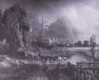 Salisbury Cathedral fra engene, Bibbys Annual av John (after) Constable