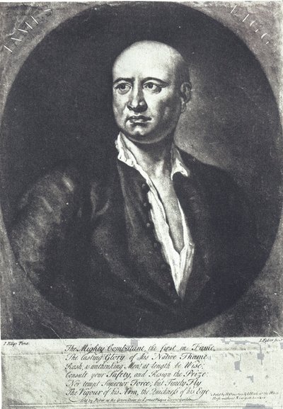 James Figg, første engelske boksingmester med bare knoke, døde 1734 (gravering) av John (after) Ellys
